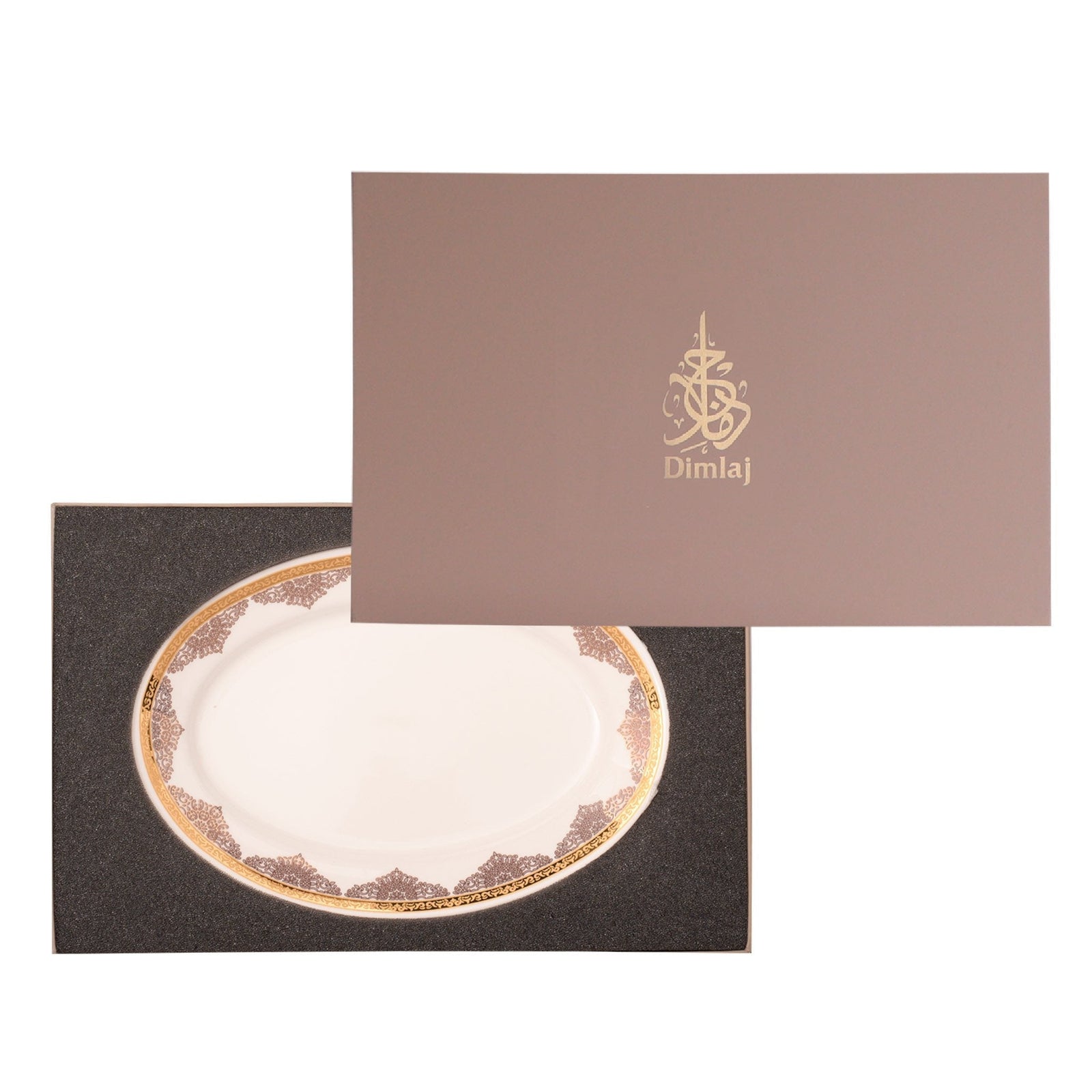 Dimlaj Selena Medium Oval Plate (Gold & Pink) - Premium Porcelain Plates from Selena By Dimlaj - Just $188! 