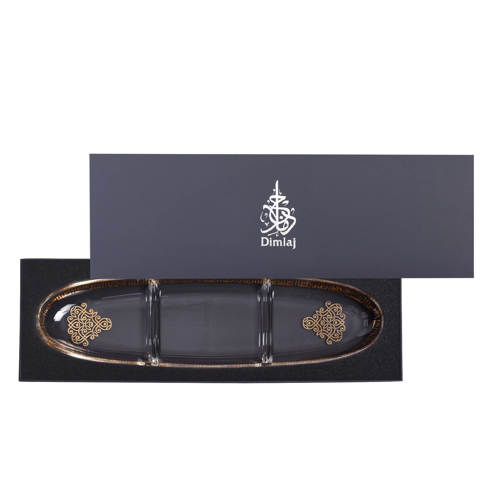 Dimlaj Shafa Large Oval Plate (Gold) - Premium Glass Plates from Shafa By Dimlaj - Just $160! 