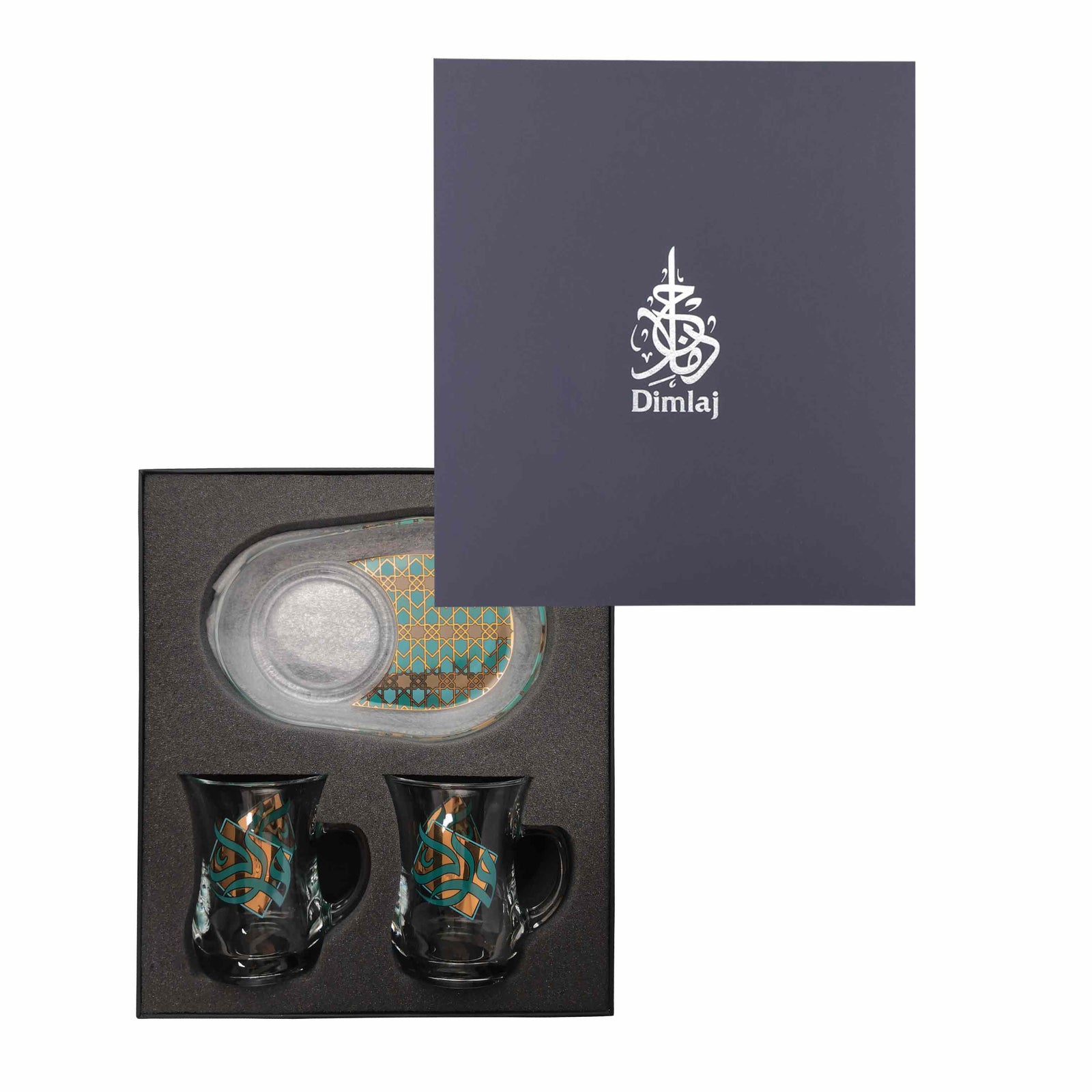 Dimlaj Wurood Set of 2 Pcs Mugs and Saucers (Gold & Green) - Premium Mugs from Wurood By Dimlaj - Just $150! 