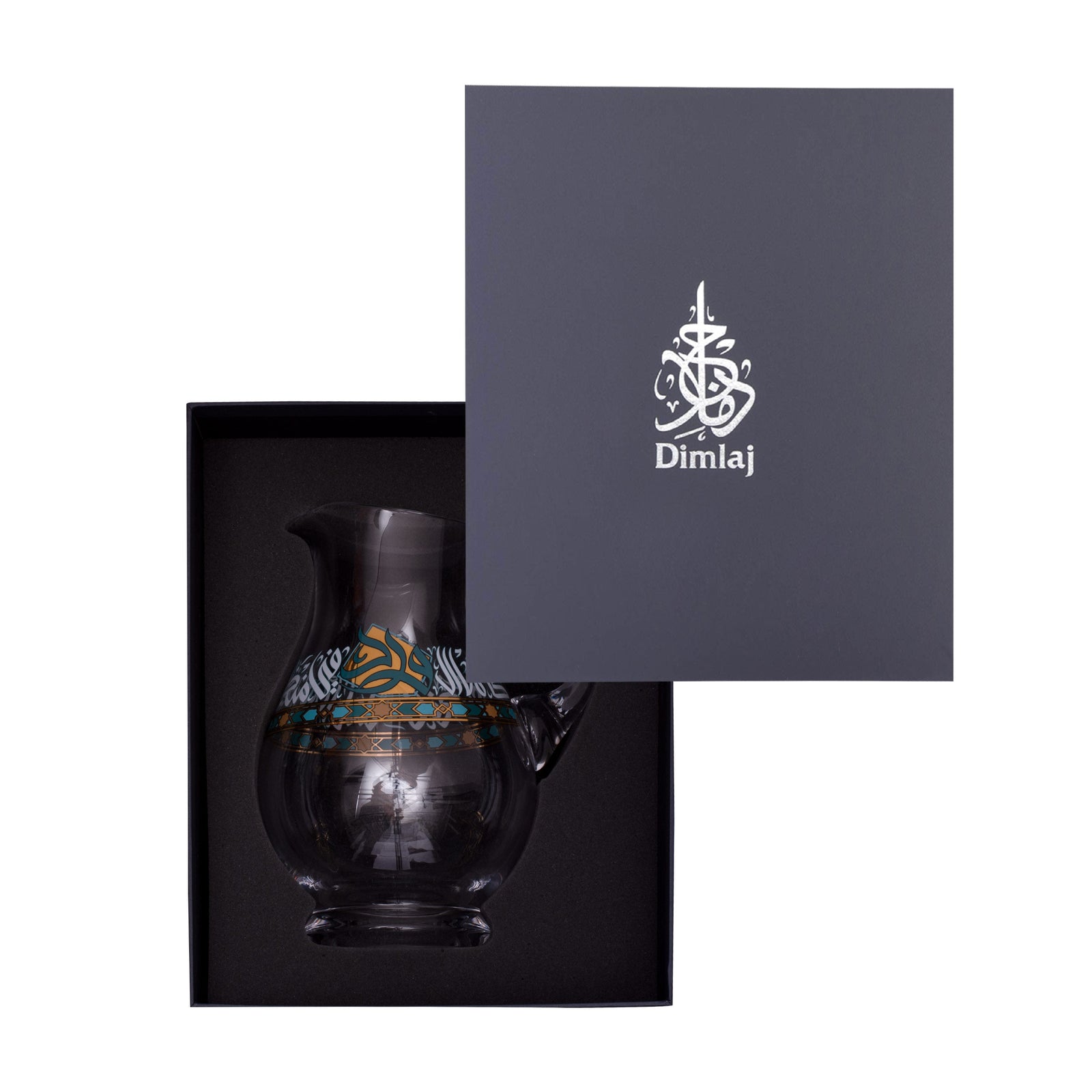 Dimlaj Wurood Crystal Jug with Handle (Gold & Green) - Premium Jugs from Wurood By Dimlaj - Just $285! 