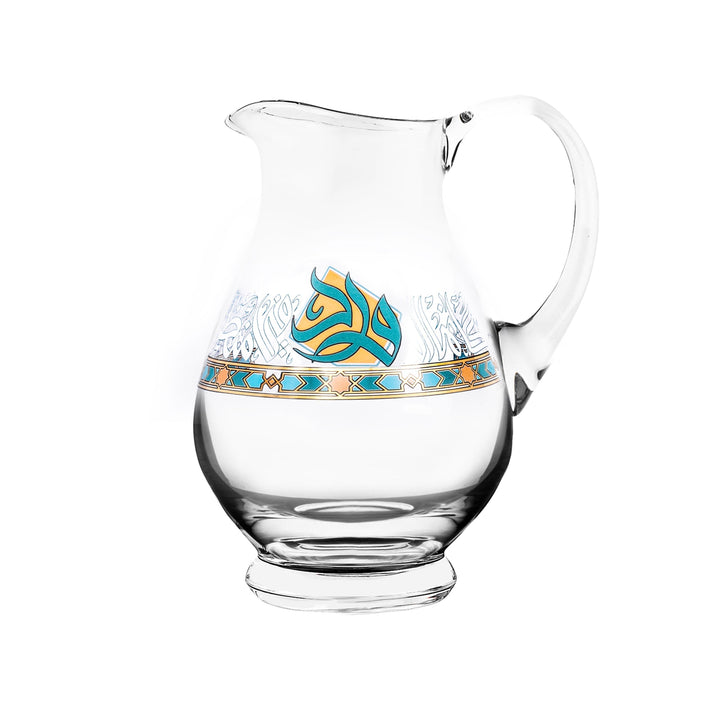 Dimlaj Wurood Crystal Jug with Handle (Gold & Green) - Premium Jugs from Wurood By Dimlaj - Just $228! 