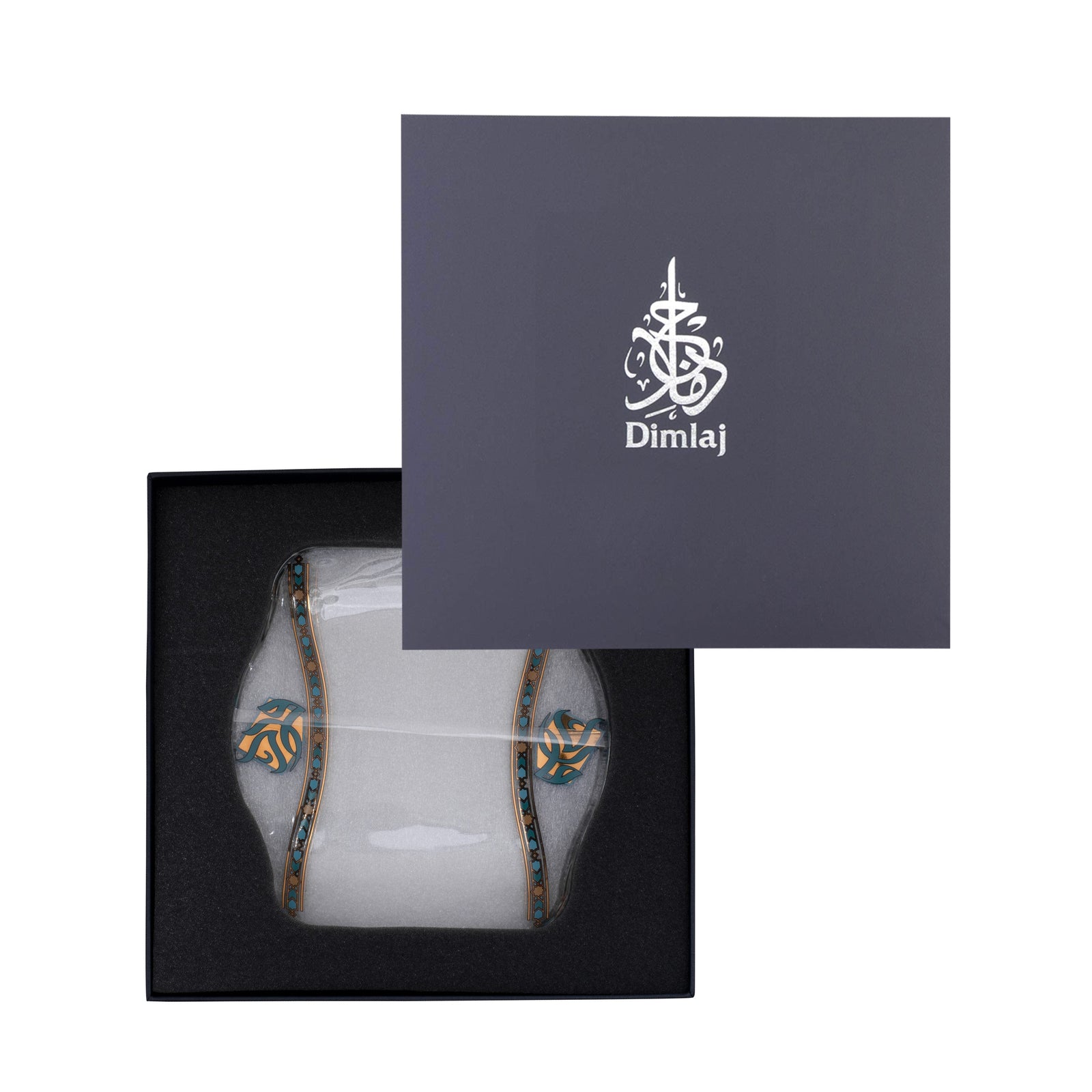 Dimlaj Wurood Set of 6 Pcs Plates (Gold & Green) - Premium Glass Plates from Wurood By Dimlaj - Just $305! 