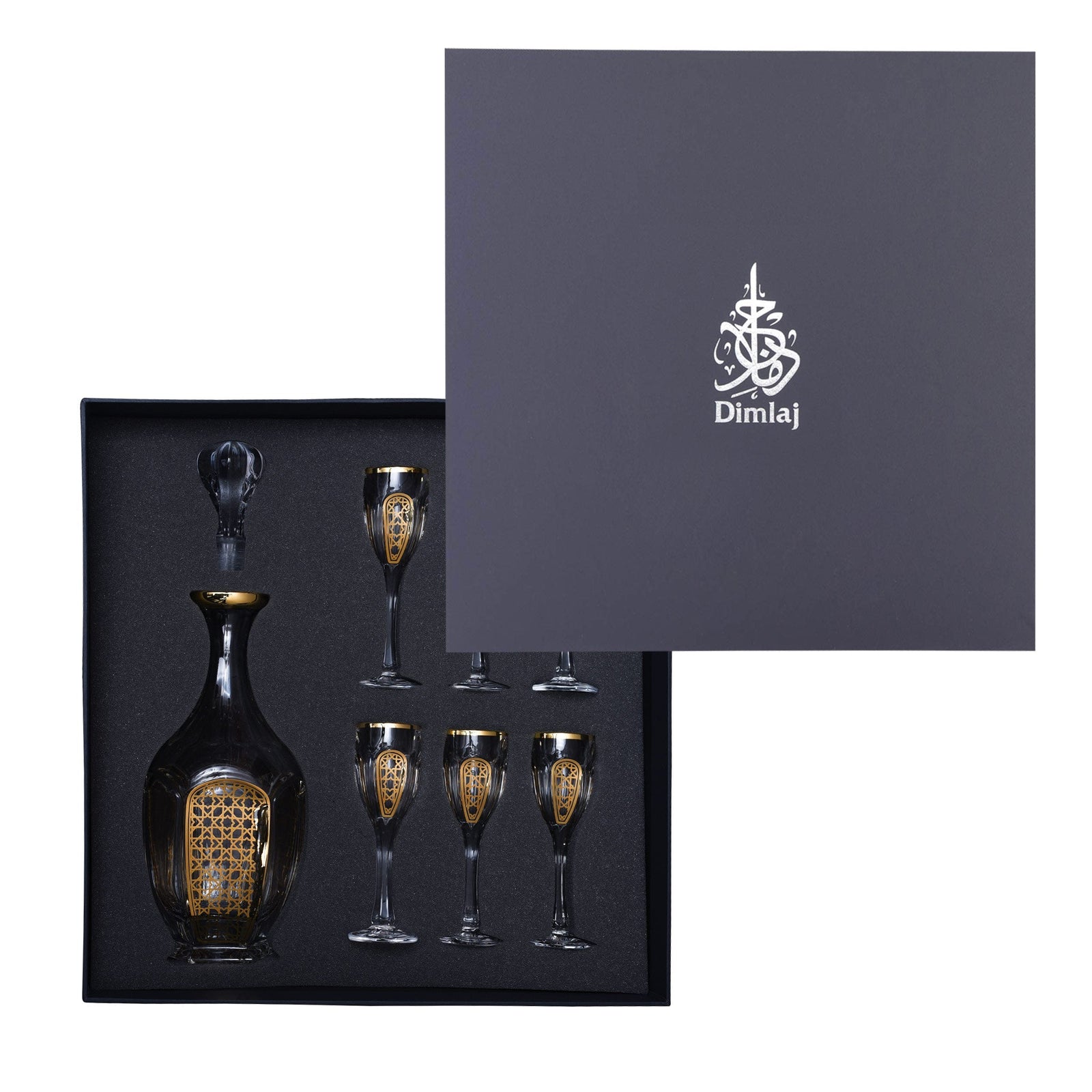 Dimlaj Cordoba Set of 7 Pcs Crystal Drinkset (Gold) - Premium Drinkset from Cordoba By Dimlaj - Just $715! 