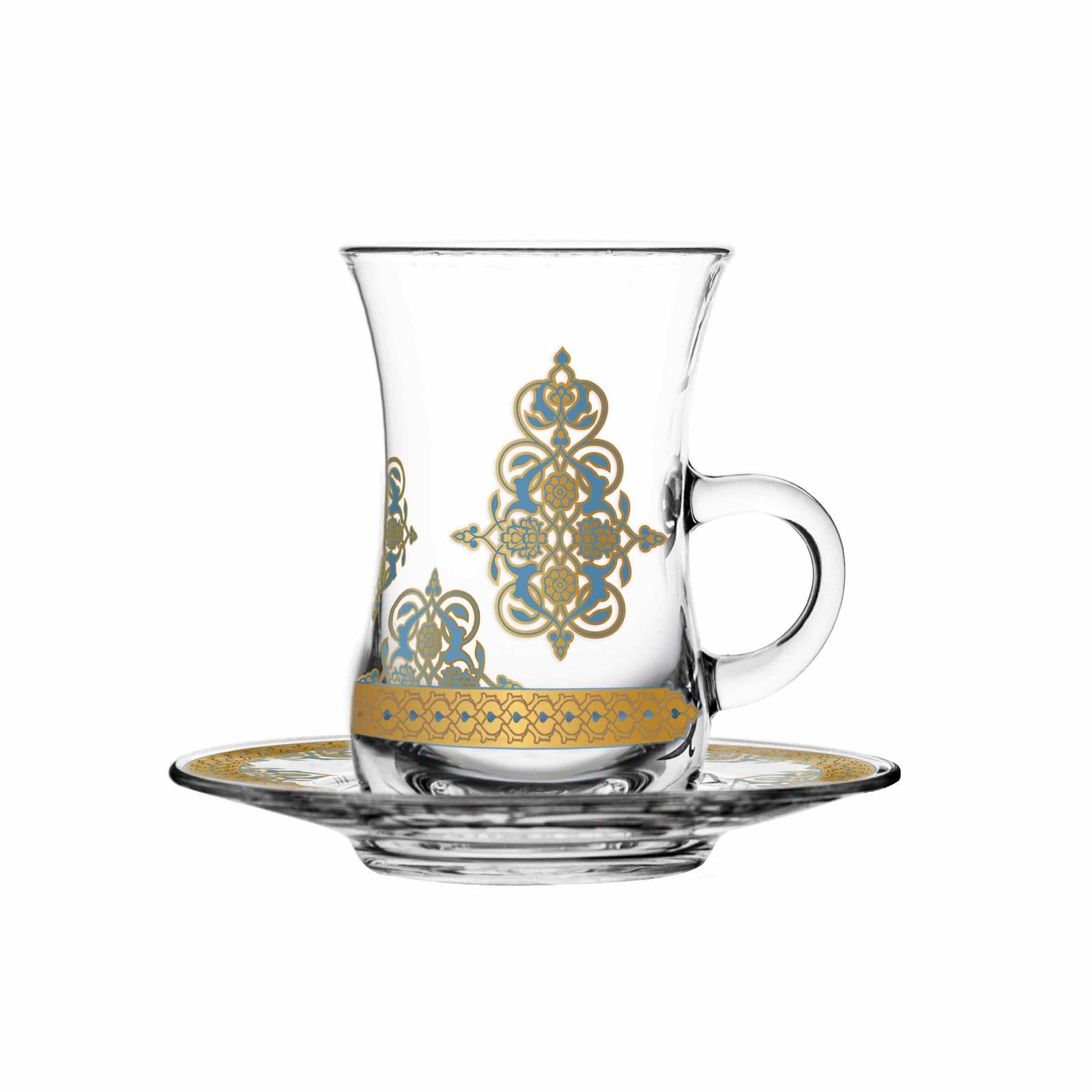 Dimlaj Rayhan Set of 6 Pcs Tea Istikanas and Saucers (Gold) - Premium Tea Istikans With Handle from Rayhan By Dimlaj - Just $235! 