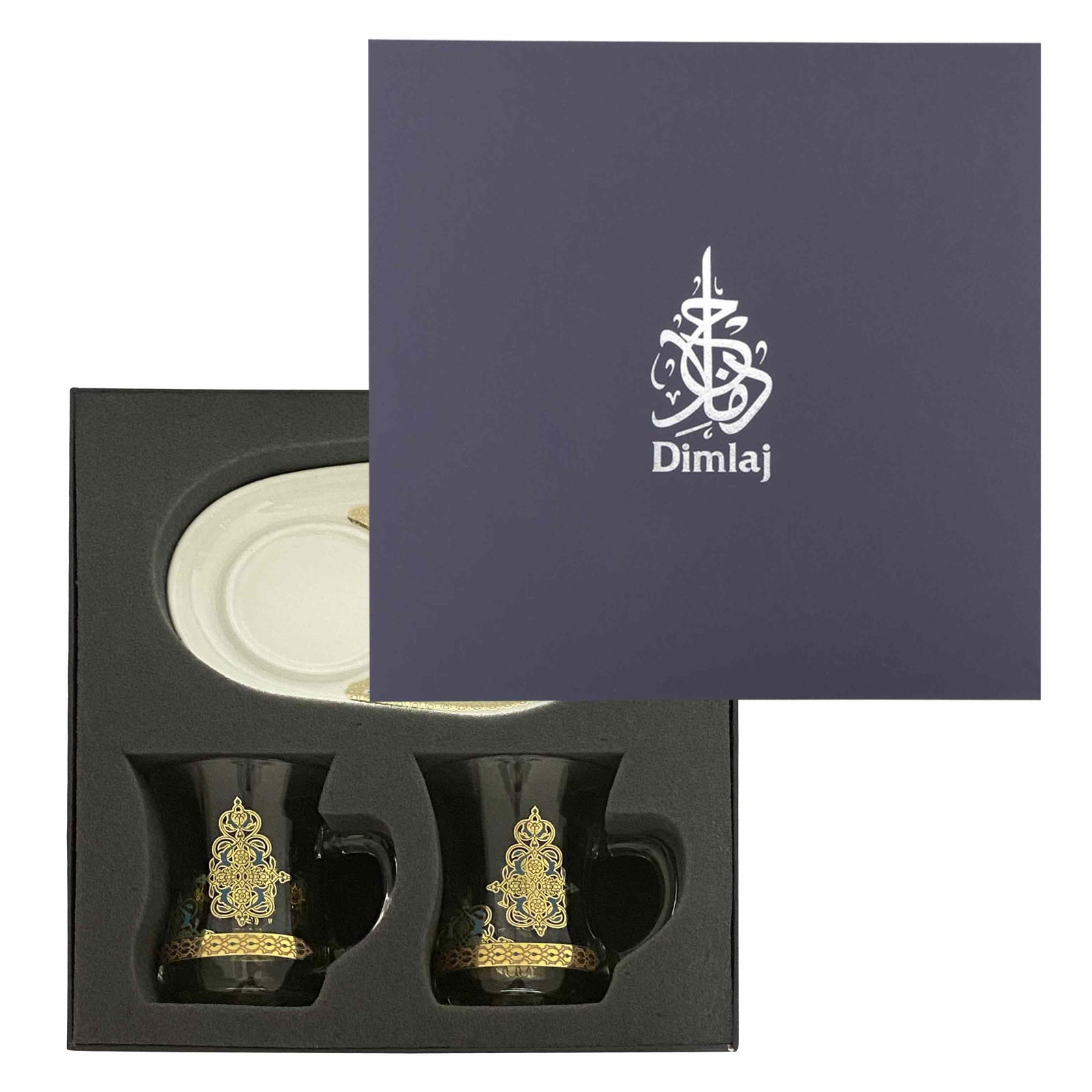 Dimlaj Rayhan Set of 2 Pcs Mugs and Saucers (Gold) - Premium Mugs from Rayhan By Dimlaj - Just $160! 