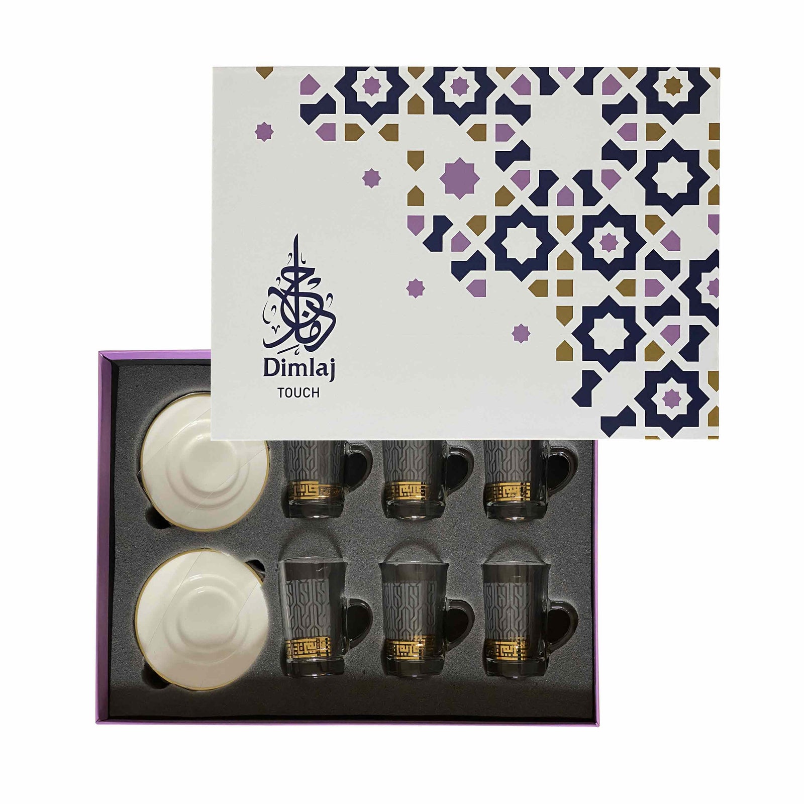 Dimlaj Touch Alexander Set of 6 Pcs Tea Cups and Saucers Gold - Premium Tea Istikans With Handle from Alexander By Dimlaj - Just $135! 