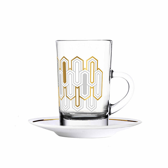 Dimlaj Touch Basalt Set of 6 Pcs Tea Cups and Saucers Gold - Premium Tea Cups from Dimlaj Touch - Just $135! 