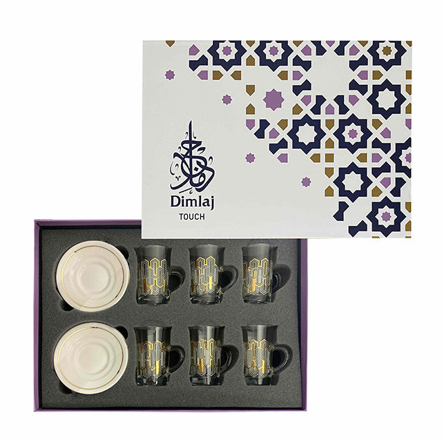 Dimlaj Touch Basalt Set of 6 Pcs Tea Cups and Saucers Gold - Premium Tea Cups from Dimlaj Touch - Just $135! 