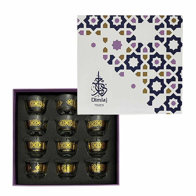 Dimlaj Touch Heritage Set of 12 Pcs Cawa Cups Gold - Premium Cawa Cups from Heritage By Dimlaj - Just $135! 