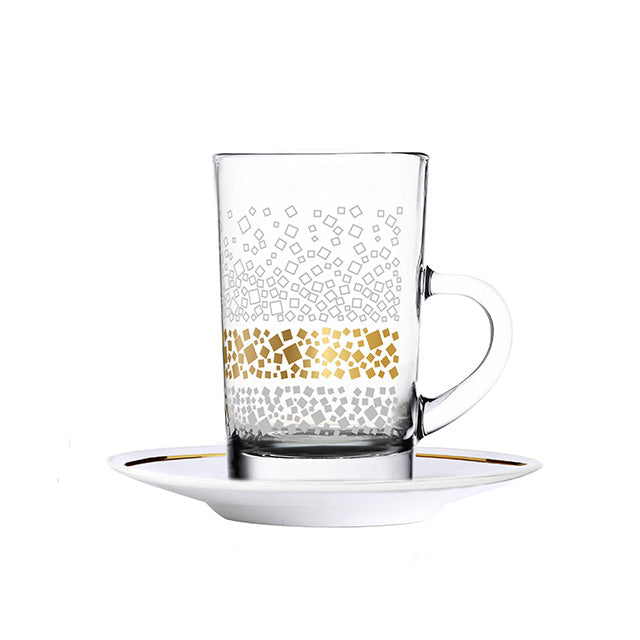 Dimlaj Touch Dunes Set of 6 Pcs Tea Cups and Saucers Gold - Premium Tea Cups from Dimlaj Touch - Just $200! 