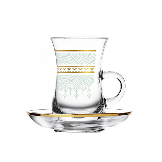 Dimlaj Touch Le Voile Set of 6 Pcs Tea Cups and Saucers Gold - Premium Tea Cups from Dimlaj Touch - Just $135! 