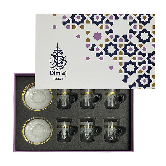 Dimlaj Touch Le Voile Set of 6 Pcs Tea Cups and Saucers Gold - Premium Tea Cups from Dimlaj Touch - Just $135! 