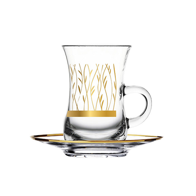 Dimlaj Touch Ivy Set of 6 Pcs Tea Cups and Saucers Gold - Premium Tea Cups from Dimlaj Touch - Just $99! 
