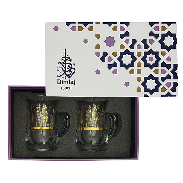 Dimlaj Touch Ivy Set of 2 Pcs Mugs and Saucers Gold - Premium Mugs from Dimlaj Touch - Just $45! 