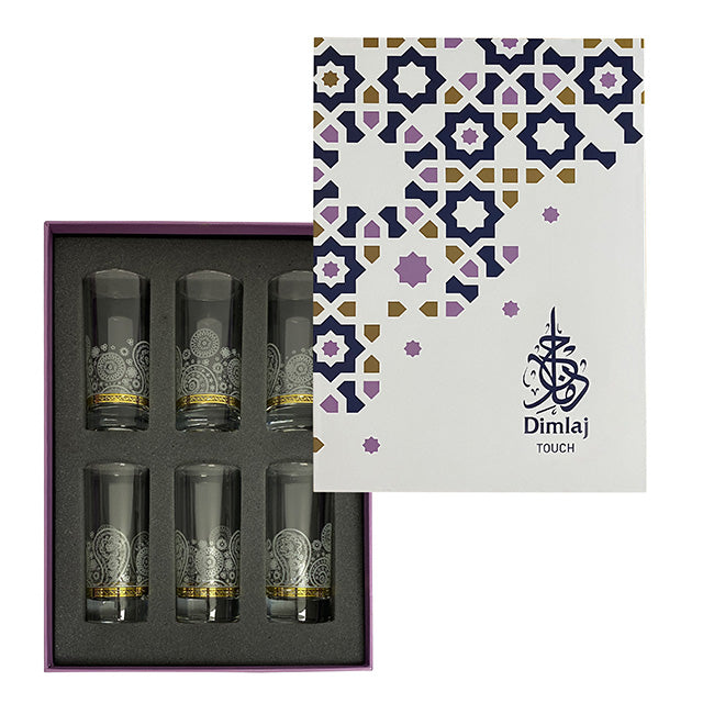 Dimlaj Touch Paisley Set of 6 Pcs Long Tumblers Gold - Premium Tumblers from Paisley By Dimlaj - Just $135! 