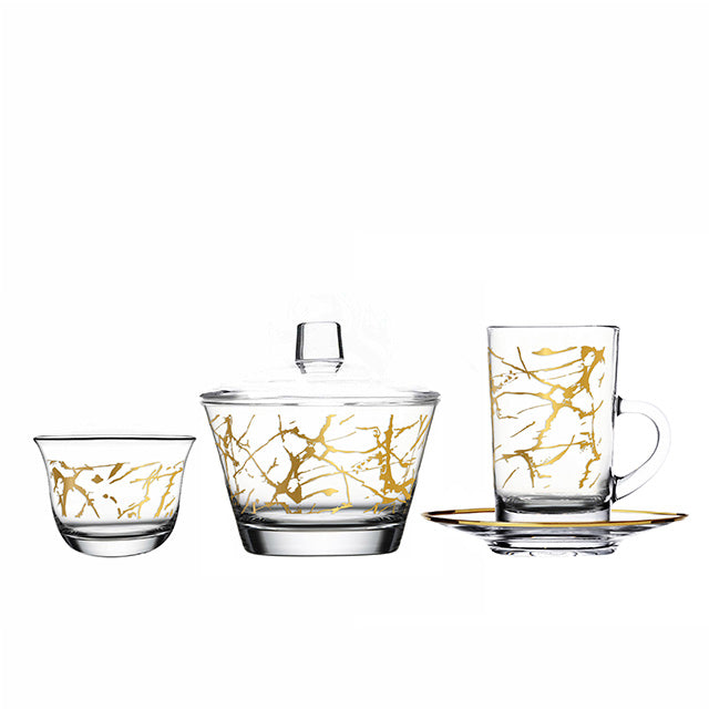 Dimlaj Touch Quartz Set of 19 Pcs Assorted Drinkware (Gold) - Premium Gift Sets from Quartz By Dimlaj - Just $175! 