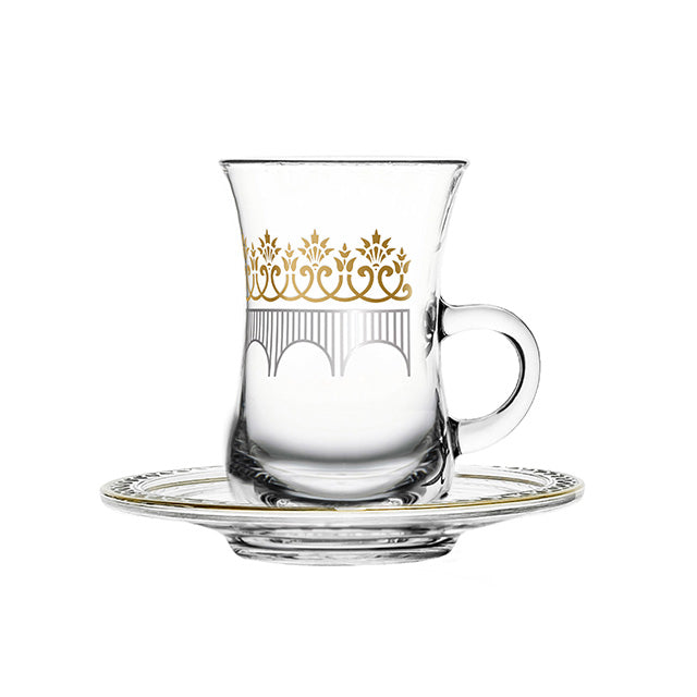Dimlaj Touch Grace Set of 6 Pcs Tea Cups and Saucers Gold and Platinum - Premium Tea Cups from Dimlaj Touch - Just $135! 