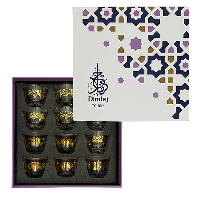 Dimlaj Touch Grace Set of 12 Pcs Cawa Cups Gold - Premium Cawa Cups from Dimlaj Touch - Just $135! 