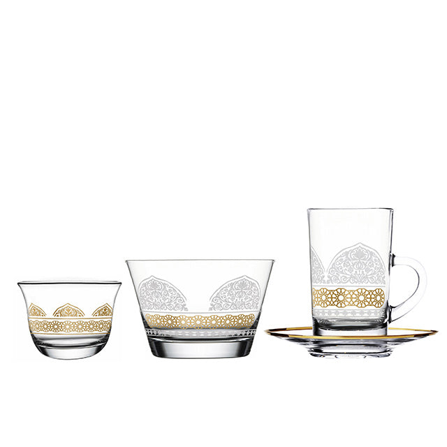 Dimlaj Touch Qasr Set of 19 Pcs Assorted Drinkware (Gold) - Premium Gift Sets from Qasr By Dimlaj - Just $175! 