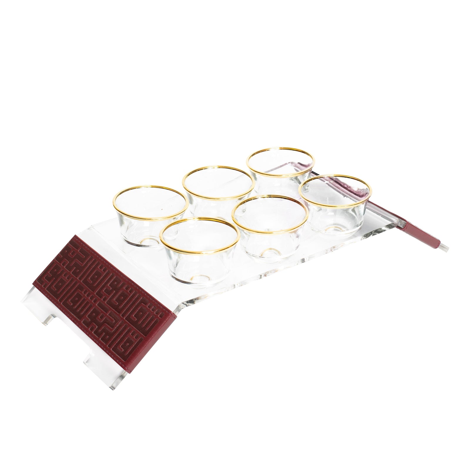 Dimlaj Shafa Acrylic Coffee Stand & Cawa Cups (Maroon) - Premium Table Accessories from Shafa By Dimlaj - Just $280! 