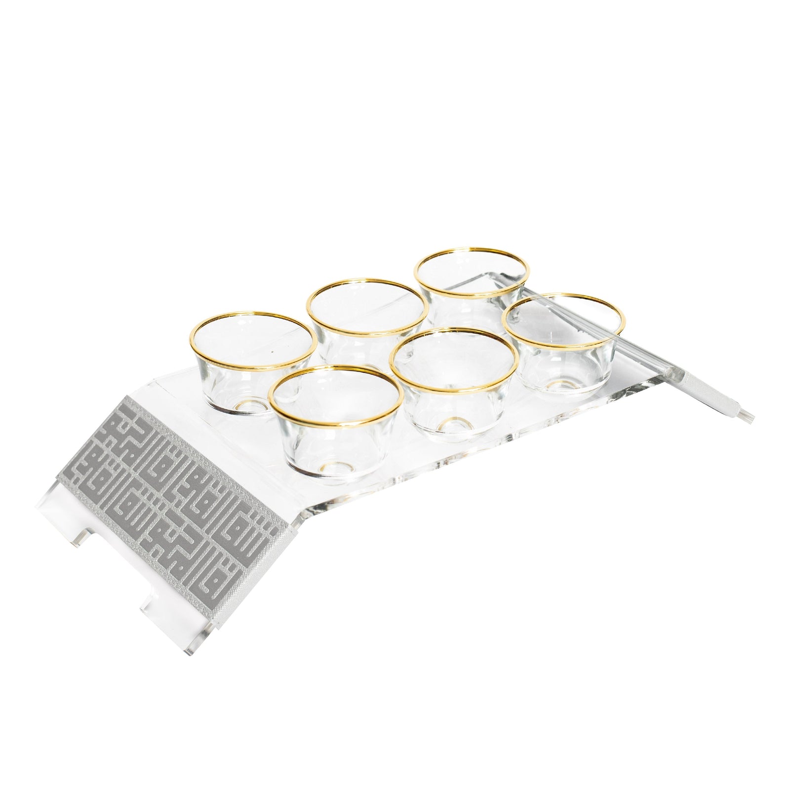Dimlaj Shafa Acrylic Coffee stand & Cawa Cups (Silver) - Premium Table Accessories from Shafa By Dimlaj - Just $235! 