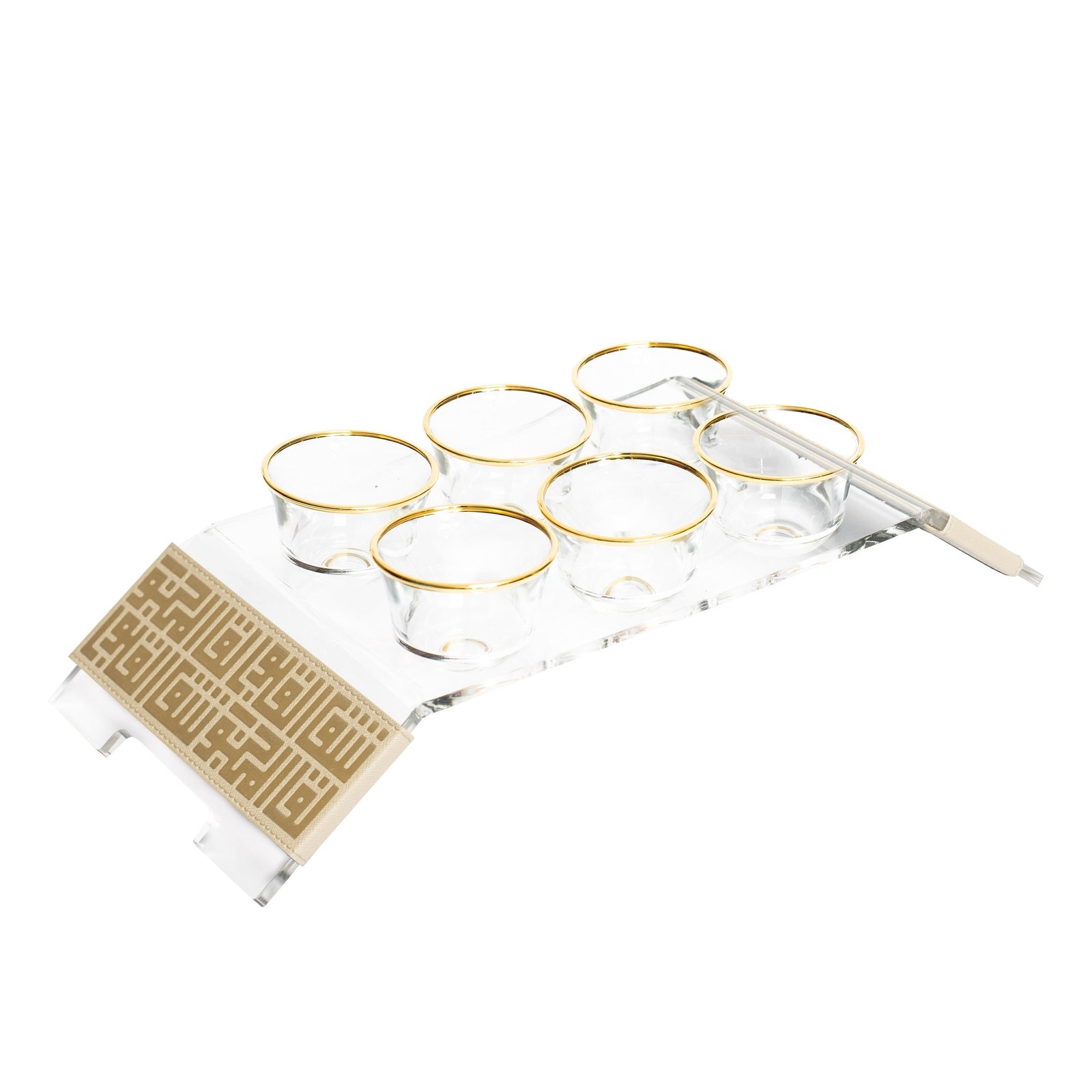 Dimlaj Shafa Acrylic Coffee stand & Cawa Cups (Creamy White) - Premium Table Accessories from Shafa By Dimlaj - Just $235! 