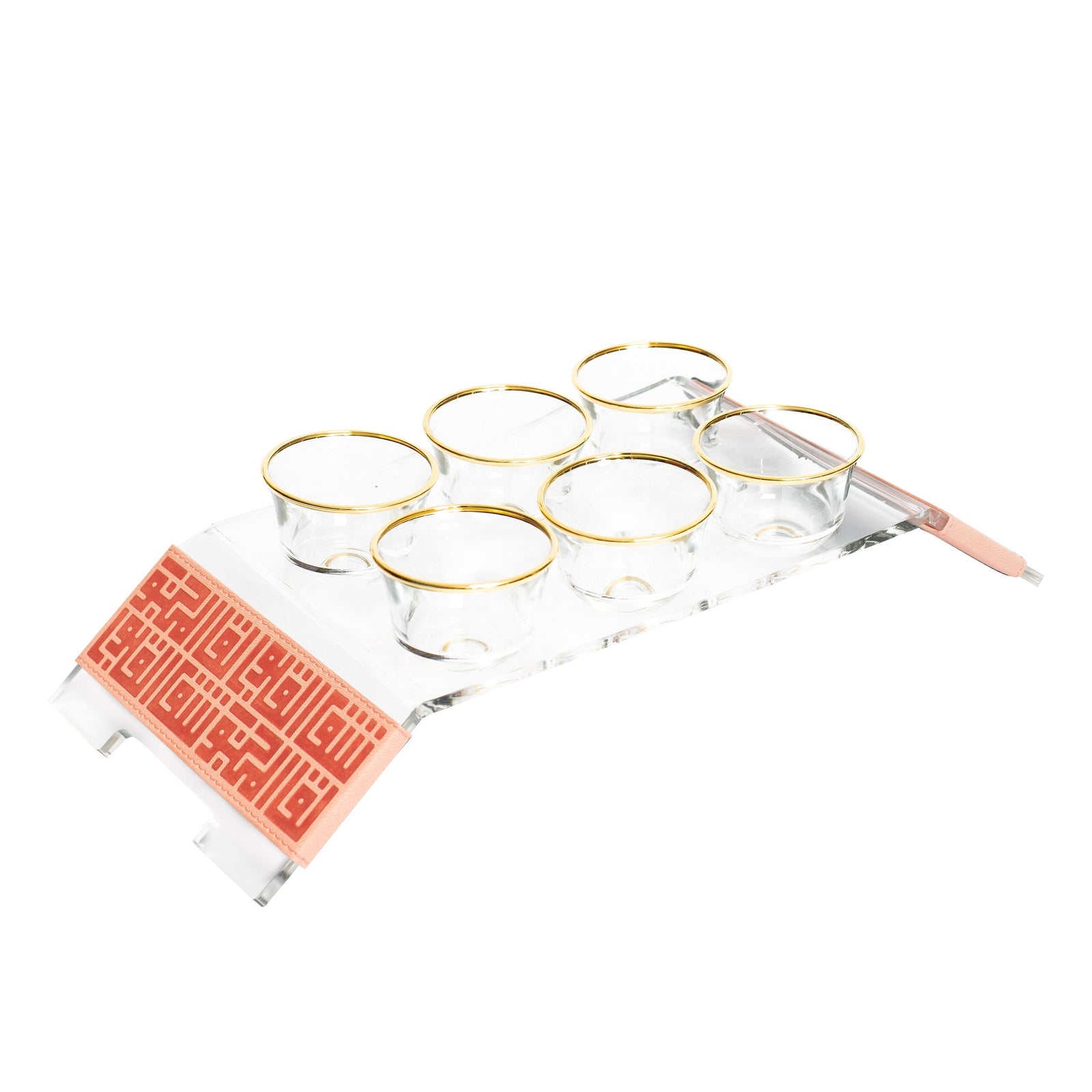 Dimlaj Shafa Acrylic Coffee stand & Cawa Cups (Peach) - Premium Table Accessories from Shafa By Dimlaj - Just $235! 