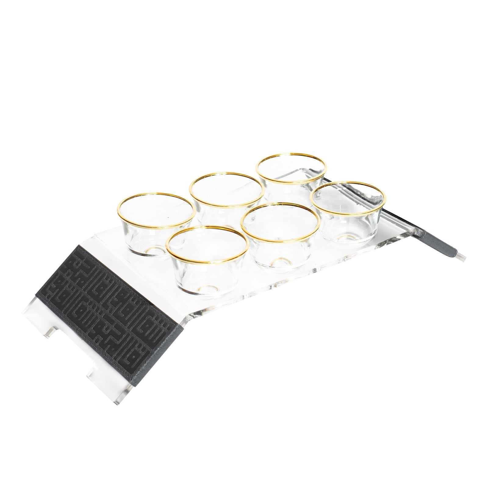 Dimlaj Shafa Acrylic Coffee stand & Cawa Cups (Charcoal Grey) - Premium Table Accessories from Shafa By Dimlaj - Just $235! 