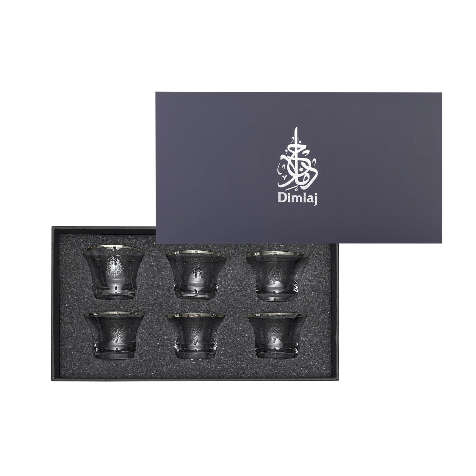 Dimlaj Perla Set of 6 Pcs Crystal Cawa Cups (Platinum) - Premium Cawa Cups from Perla By Dimlaj - Just $315! 