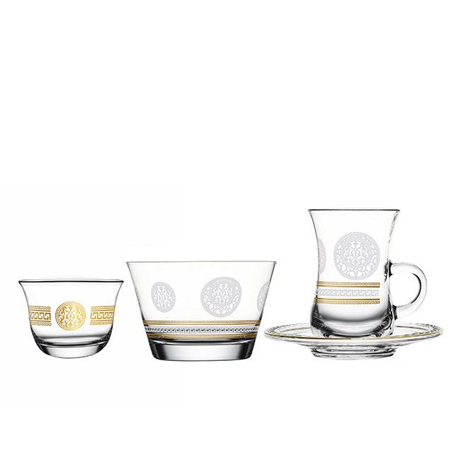 Dimlaj Touch Crest Set of 19 Pcs Assorted Drinkware  (Gold & White) - Premium Special Sets from Dimlaj Touch - Just $175! 