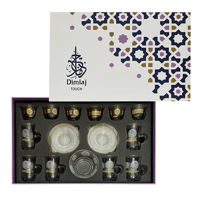 Dimlaj Touch Crest Set of 19 Pcs Assorted Drinkware  (Gold & White) - Premium Special Sets from Dimlaj Touch - Just $175! 