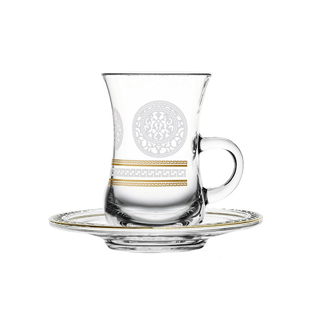 Dimlaj Touch Crest Set of 6 Pcs Tea Cups and Saucers Gold - Premium Tea Cups from Dimlaj Touch - Just $135! 