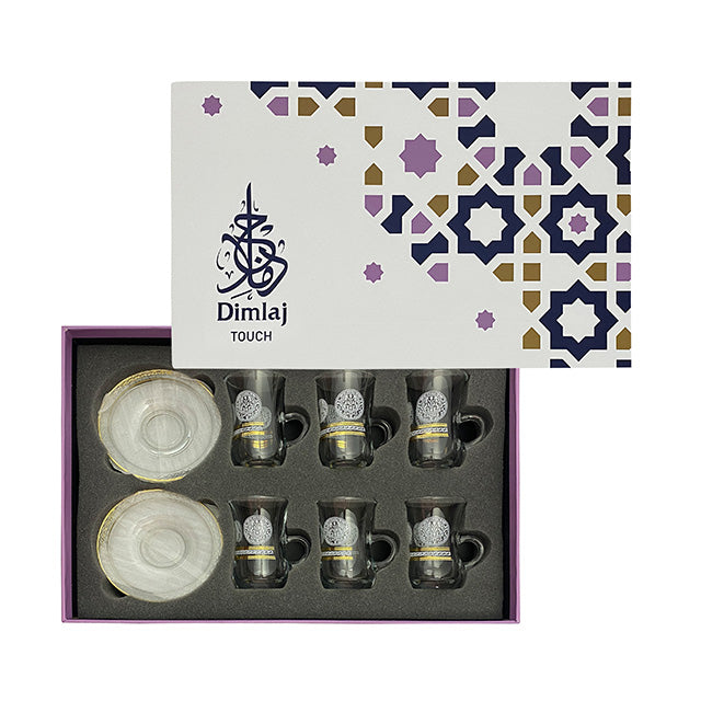Dimlaj Touch Crest Set of 6 Pcs Tea Cups and Saucers Gold - Premium Tea Cups from Dimlaj Touch - Just $135! 