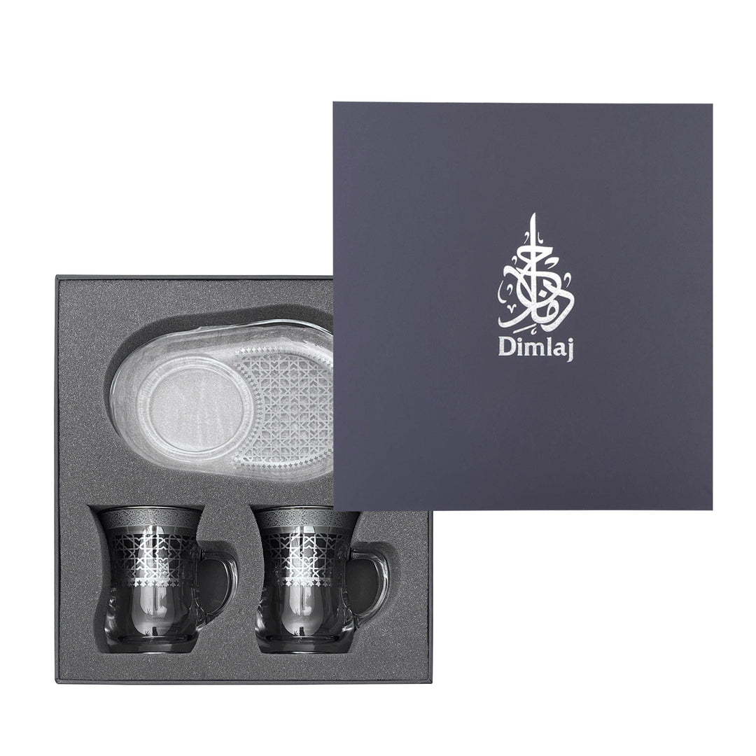 Dimlaj Cordoba Set of 2 Pcs Mugs and Saucers (Platinum) - Premium Mugs from Cordoba By Dimlaj - Just $250! 