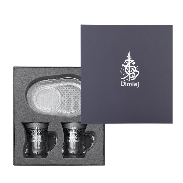 Dimlaj Cordoba Set of 2 Pcs Mugs and Saucers (Platinum) - Premium Mugs from Cordoba By Dimlaj - Just $250! 