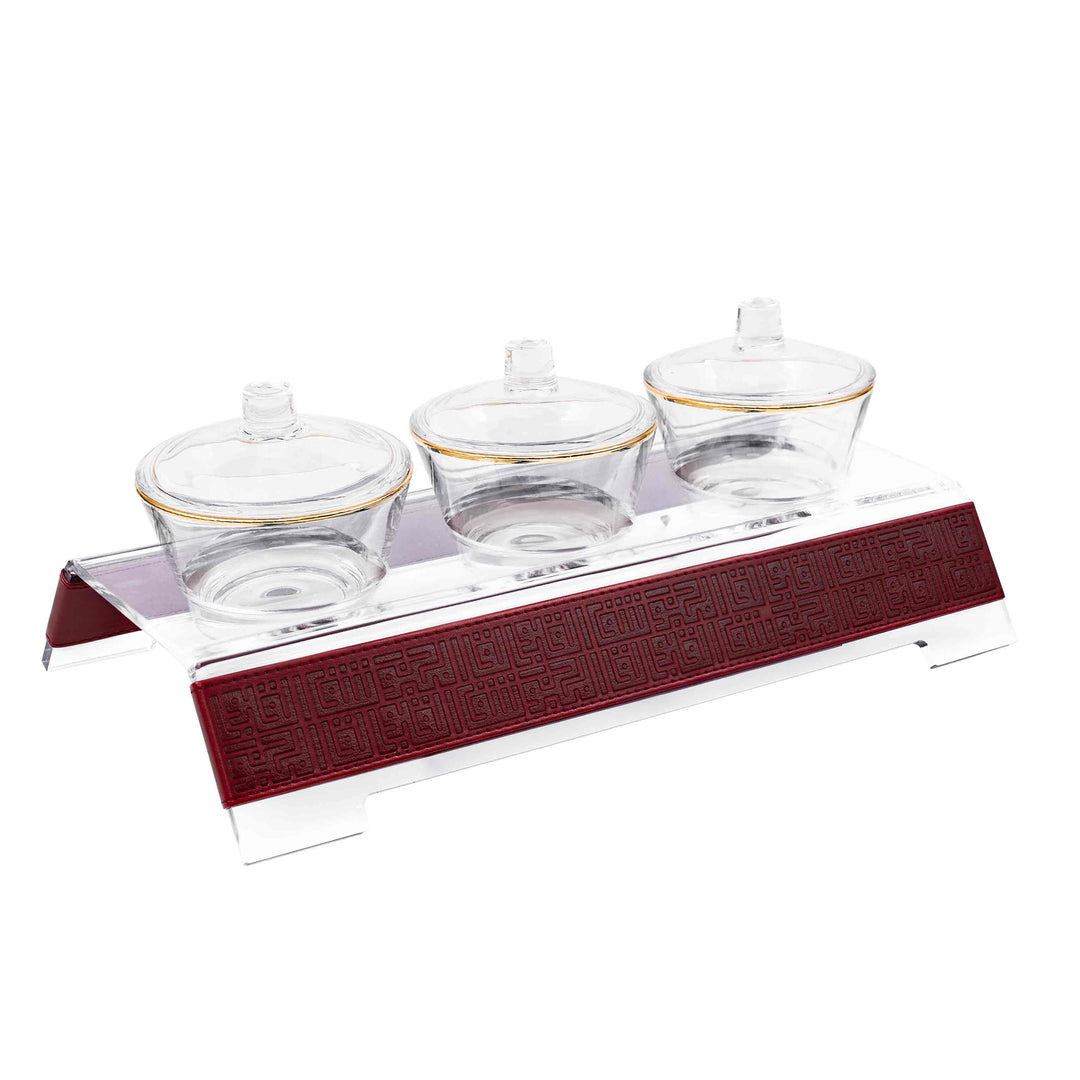 Dimlaj Shafa Acrylic Serving Stand & Bowls (Maroon) - Premium Table Accessories from Shafa By Dimlaj - Just $235! 