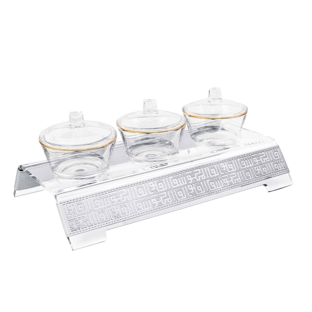 Dimlaj Shafa Acrylic Serving Stand & Bowls (Silver) - Premium Table Accessories from Shafa By Dimlaj - Just $235! 