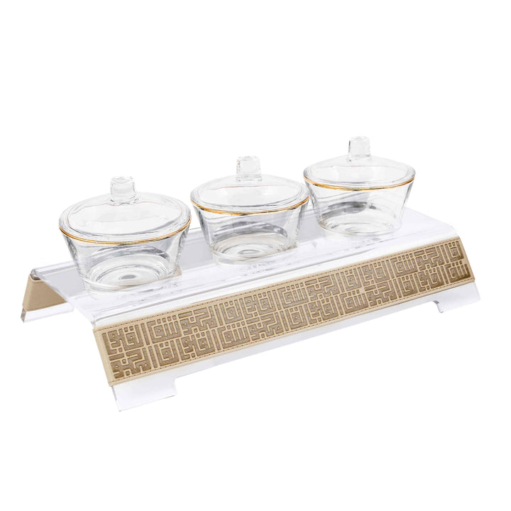 Dimlaj Shafa Acrylic Serving Stand & Bowls (Creamy White) - Premium Table Accessories from Shafa By Dimlaj - Just $235! 