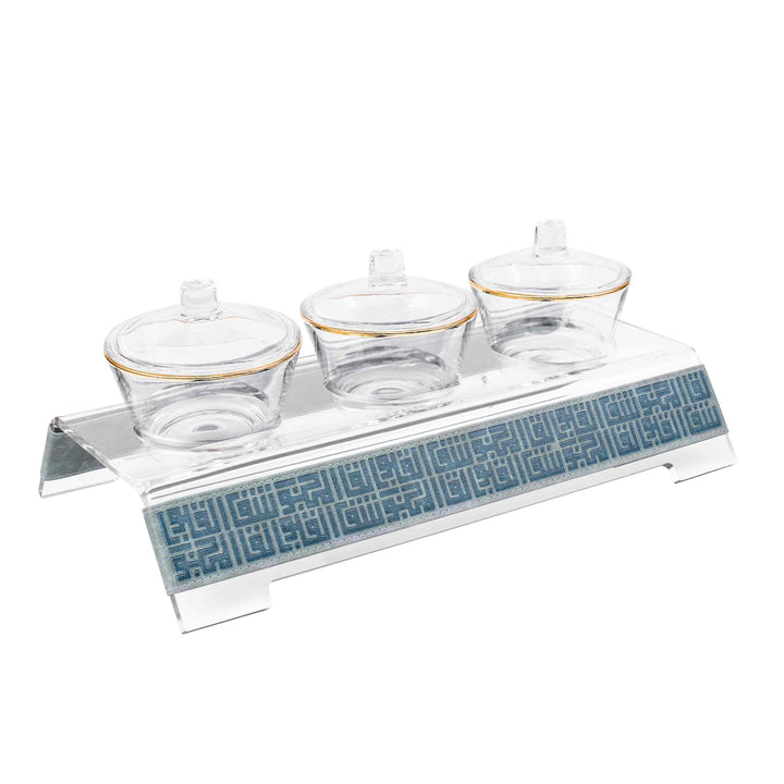 Dimlaj Shafa Acrylic Serving Stand & Bowls (Silver Blue) - Premium Table Accessories from Shafa By Dimlaj - Just $235! 