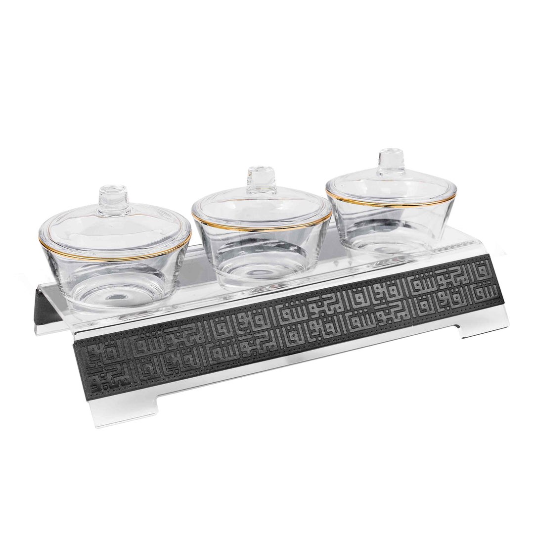 Dimlaj Shafa Acrylic Serving Stand & Bowls (Charcoal Grey) - Premium Table Accessories from Shafa By Dimlaj - Just $235! 