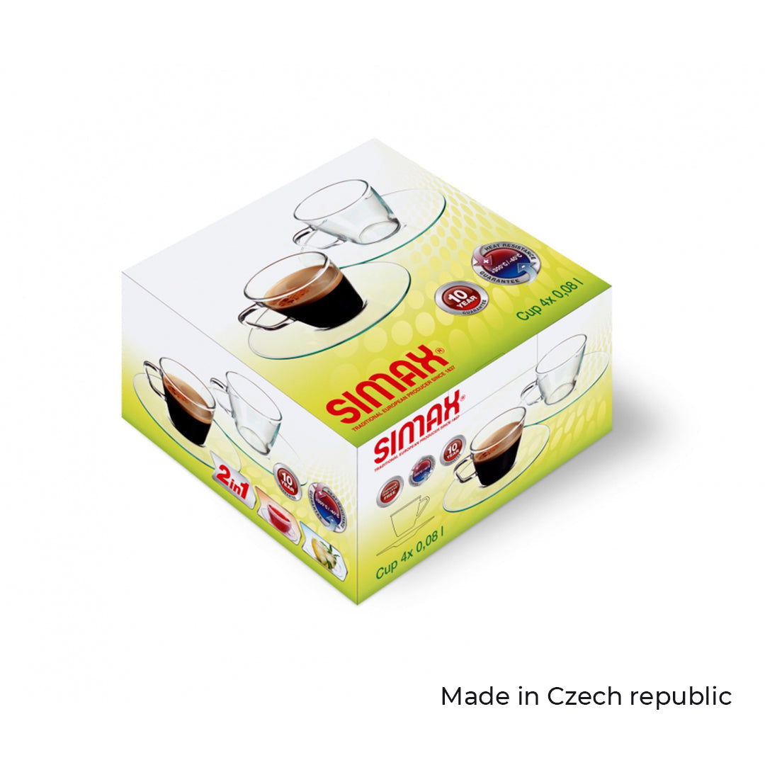 Simax Espresso Cups 8 Pcs (4 Cups & 4 Saucers) 80 ml - Premium Cups from Simax - Just $39! 