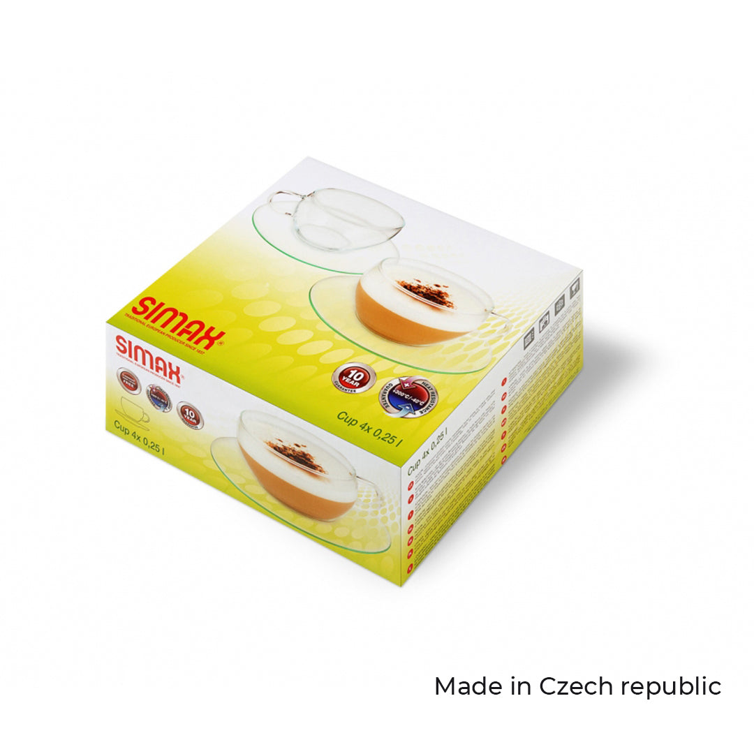 Simax Eva Glass Cups 8 Pcs 4 Cups & 4 Saucers 250ml - Premium Cups from Simax - Just $42! 