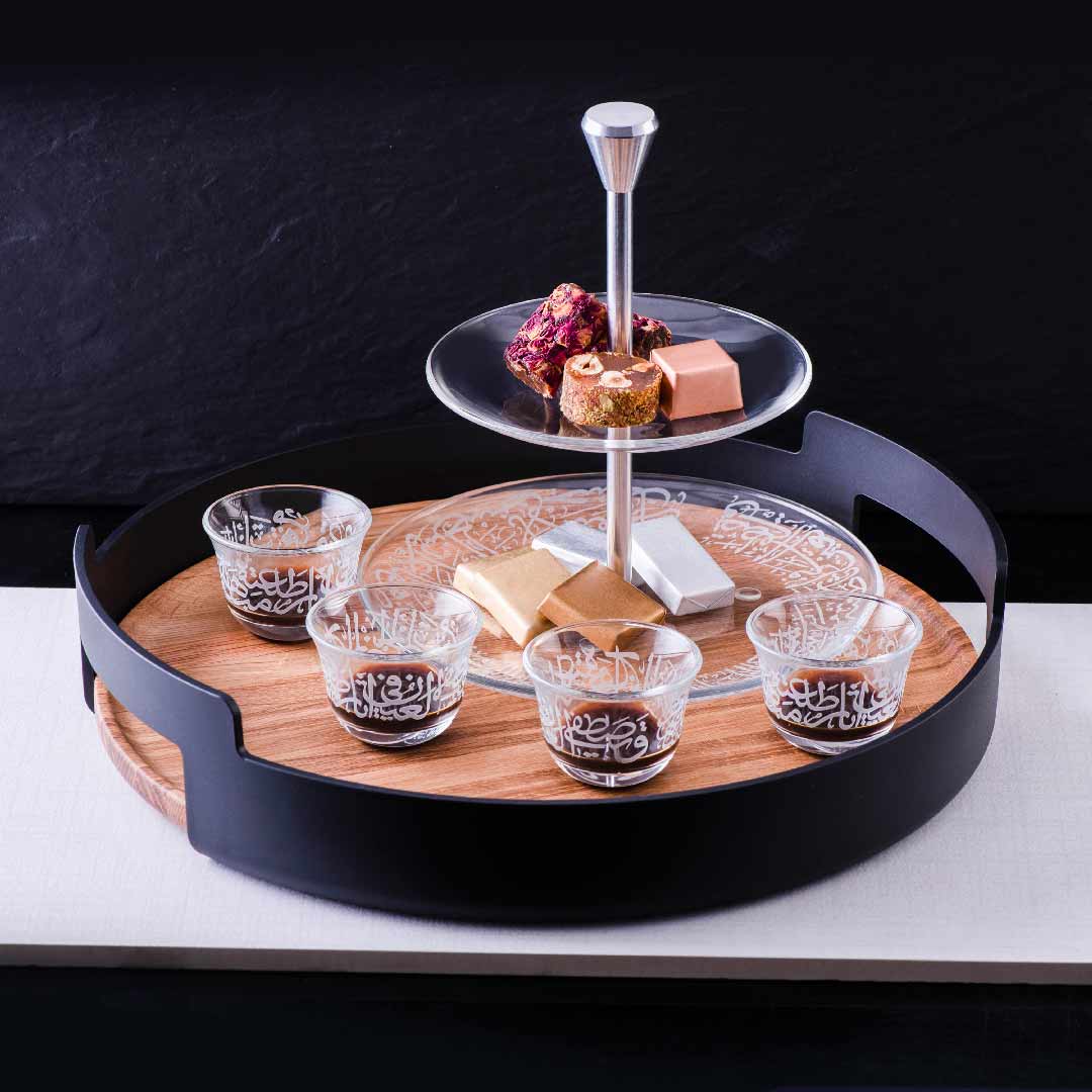 Dimlaj Thuluth 2 Tiered Tray (Engraved) - Premium Stands from Thuluth By Dimlaj - Just $525! 