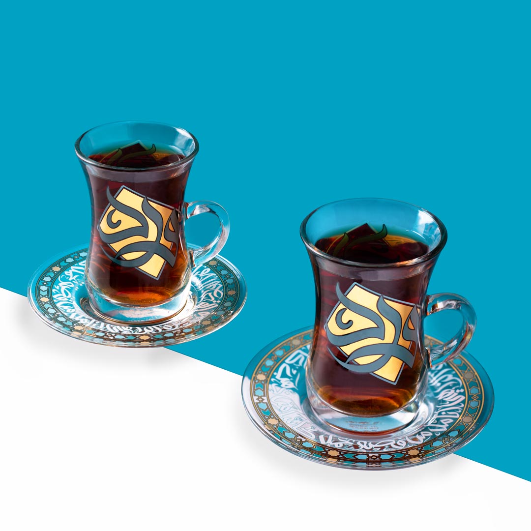 Dimlaj Wurood Set of 6 Pcs Tea Cups And Saucers (Gold & Green) - Premium Tea Istikans With Handle from Wurood By Dimlaj - Just $210! 