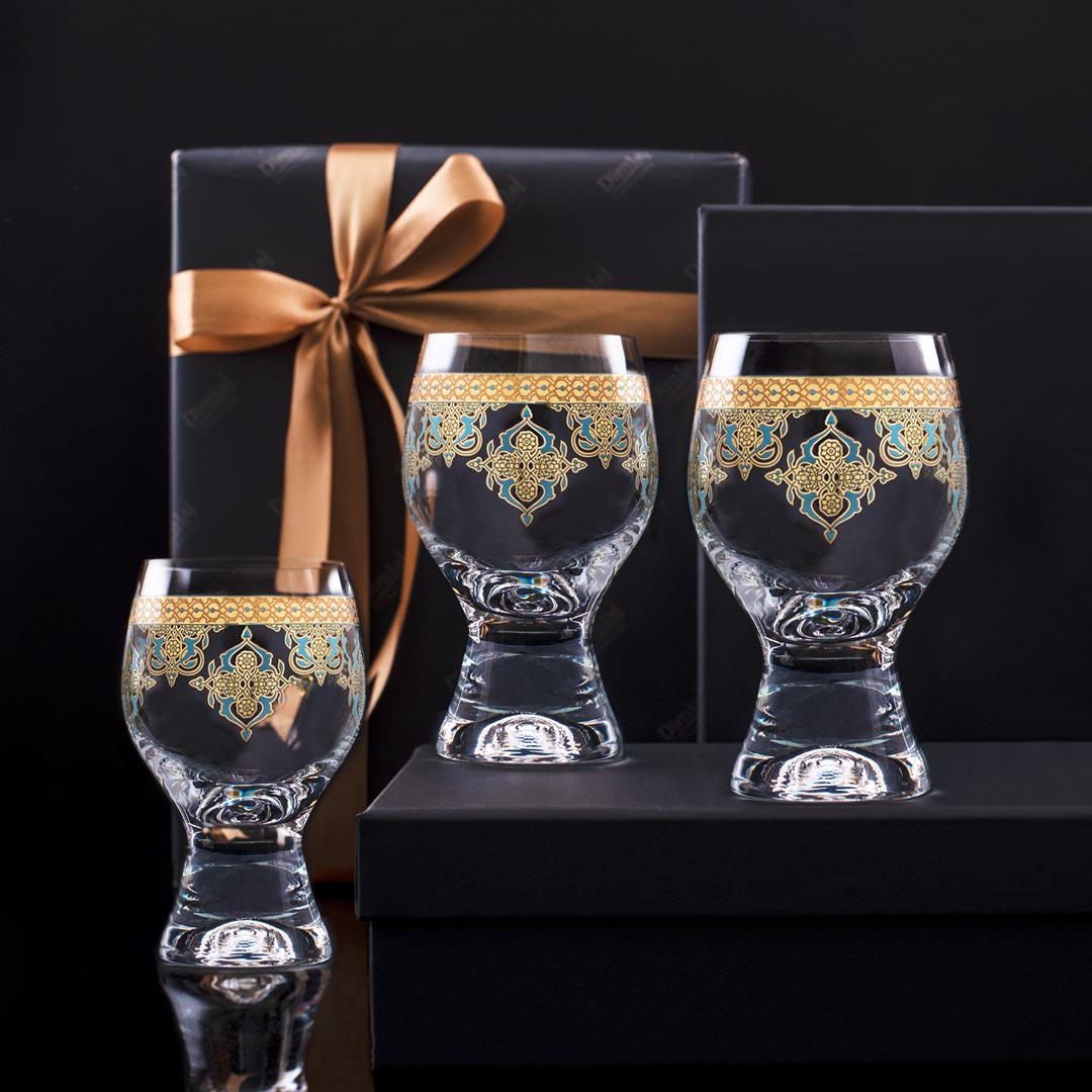 Dimlaj Rayhan Set of 6 Pcs Goblet Stems (Gold) - Premium Goblet Stemware from Rayhan By Dimlaj - Just $265! 