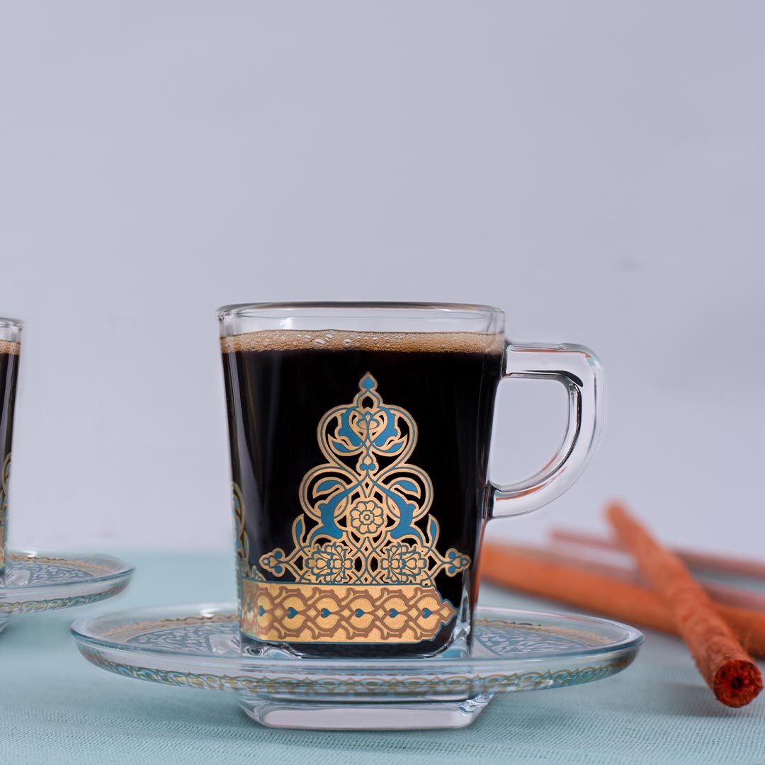 Dimlaj Rayhan Set of 6 Pcs Coffee Cups and Saucers (Gold) - Premium Coffee Sets from Rayhan By Dimlaj - Just $265! 